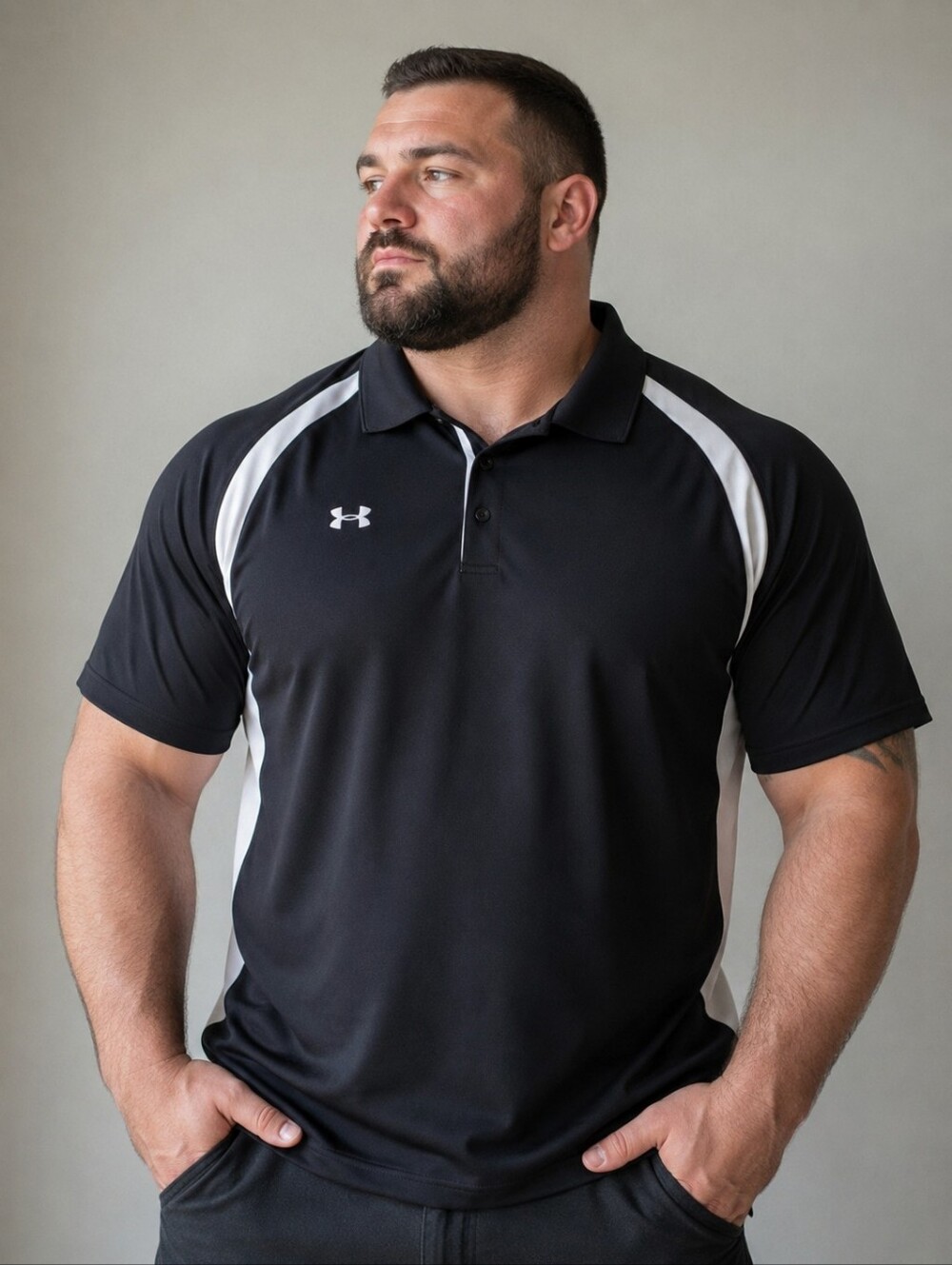 ⚫🏌Under Armour Men's Performance Polo 3XL Black White Athletic Casual Shirt 3XL
